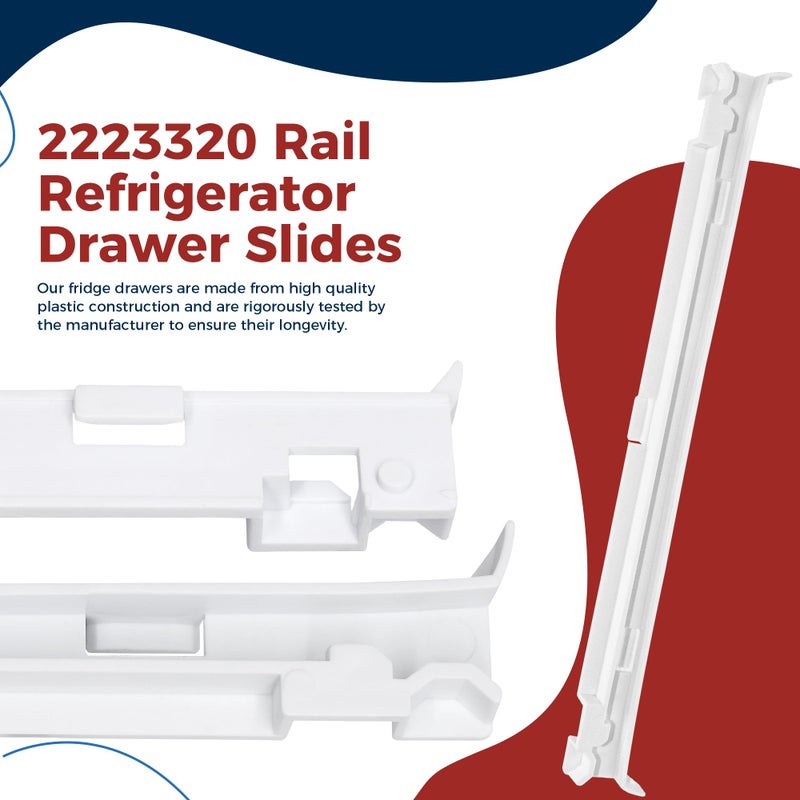 Romalon WP2223320 Refrigerator Drawer Slide Rail fit for Whirlpool Kenm0re 2223320 Pan Slide Replacement Part Exactly fit for GD5R, GD5S, GD5Y, 10655216400 - Image 2